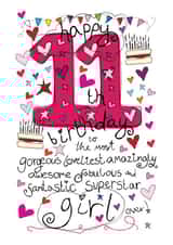 11th Birthday, Birthday Girl - With Love - Birthday Card created by Love and Happy Stuff