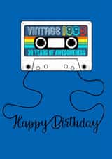 Retro 30th Happy Birthday cassette tape 1995 birthday created by Claire Beetham-Davies