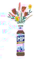 HP sauce flower bouquet  created by Alice Clarke