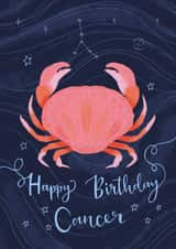 Happy Birthday celestial Cancer star sign card created by Envy Row