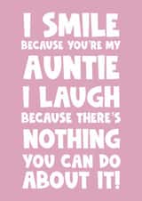 Funny happy birthday greeting card for your auntie from niece nephew smile laugh created by Naomi Park