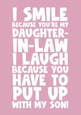 Funny happy birthday greeting card for daughter-in-law funny smile laugh created by Naomi Park