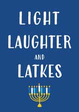 Funny Hanukkah Card for Friend – Light Laughter and Latkes created by Oh Jeez!