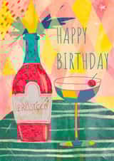 Pretty Birthday Card - Prosecco - Abstract created by Kamilya Panina