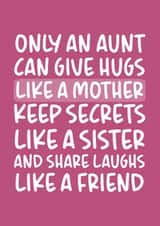 'Give Hugs Like a Mother' Cute and Sweet Aunt Birthday Card created by Brogan Thomas
