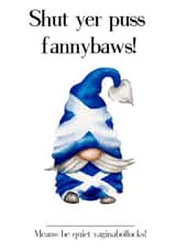 Rude Scottish Slang Fannybaws Gnome created by Tracey T