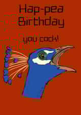 Rude peacock birthday card created by JPscribbles