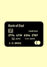 Bank of Dad cheeky fathers day card created by BOO DESIGN