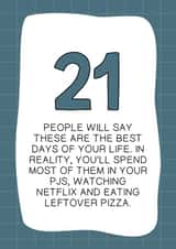 Funny 21st birthday card created by Letters & Lines