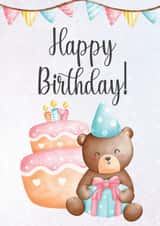 Birthday Bear, cake and presents created by EternityFae
