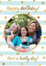 Personalised Birthday Photo Card created by Evie Garnett Designs - Blue Dotty Birthday photo card