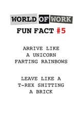 World of Work fun fact card created by Tilly From The Tuck Shop