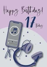 Music Lover 17th Birthday Card created by Jackie Ponwaye Design
