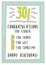 Top Score 30 Birthday Card created by Go La La!