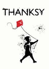 Funny Banksy Thank You Card - Banksy - Girl With Kite - Thanksy created by MOJO Creative Studio