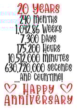 Celebrate 20 years of togetherness in months/weeks/hours/minutes & seconds created by CardandFast