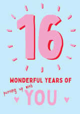 16 Wonderful Years Putting Up With You - Happy Anniversary Card created by @Laura Lonsdale Designs