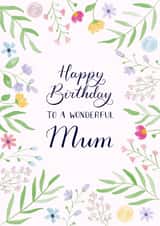 Wonderful Mum Floral Birthday Card 1001 created by Nicki O'Donoghue Studio