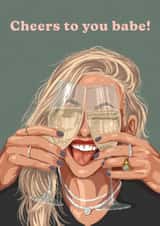 Pretty Birthday Card - Prosecco - Cheers To You Babe created by Kate Styling