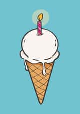 Cute Birthday Card - Ice Cream - Candle created by Charlotte Hill Vandenburg
