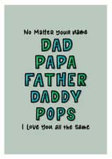 Dad Names Father’s Day card  created by Zoe Oliver