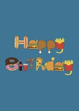 Takeaway / Junk Food Birthday card created by @hairheadsart