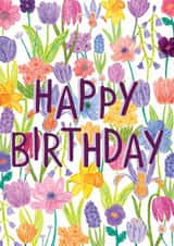 Happy Birthday spring flowers card created by Sofia Papa Designs