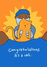 Congratulations it's a cat! Funny new pet card. created by Emily Campbell