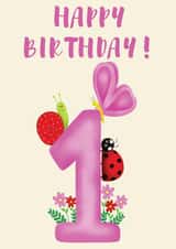 Happy birthday 1 year garden card. created by Juliana Costa