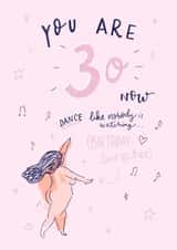 Dance in your birthday suit 30th card created by Envy Row