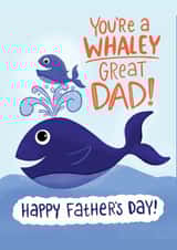 Funny Fathers Day Card - whaley great dad - punny card for dad created by Fox Card Co