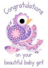 Congratulations on your beautiful baby girl hatching egg card created by Kim Onyskiw