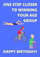 Female Age Group Triathlete Birthday Card created by Mad Funny