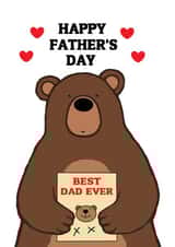 HAPPY FATHER'S DAY BEAR CARD TO BEST DAD EVER created by CARDTOON