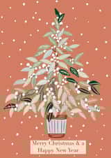 mistletoe tree pink merry Christmas and happy new year card  created by Phoebe 