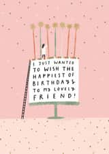 Pretty Birthday Card - For Friend - Cake - I Just Wanted To Wish The Happiest Of Birthdays created by Helen Mackay 