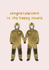 One hot wedding - Firefighters congratulations card created by Daisie