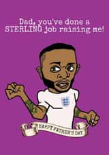 Raheem Sterling England Football Father's Day Card created by Gibbo The Doodler