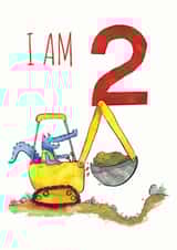 2nd Birthday Digger Truck Alligator Card created by Half Pint Print