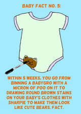 Baby Fact 5: cute poo bears New baby card created by Baby Facts