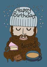 Happy Birthday beardy hipster card created by Jelu Illustration