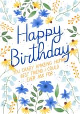 Pretty Birthday Card - For Best Friend - Flowers created by Silvia Volpe