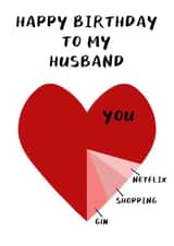 Husband Pie Chart Birthday card created by Rock & Rose Creative