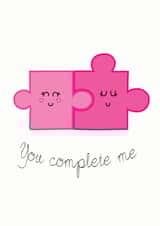 Cute Jigsaw Pun Anniversary Card / Valentines Day Card - You Complete Me created by Hoobynoo