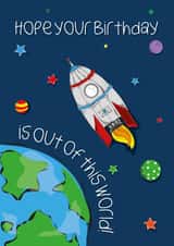 Cute Birthday Card for kids - space - out of this world created by Doodle Keg