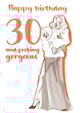 30th birthday card with sexy woman  created by Albina Uvarova 