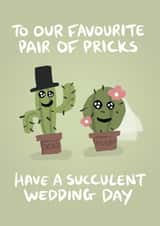 Funny Cactus Pricks Pun Card created by Woody's Design