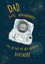 Dad Astrordinary space Birthday Card created by Dawn Quigg Illustration