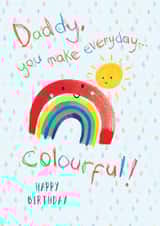 Daddy colourful cute rainbow Birthday card created by Dawn Quigg Illustration