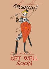 You’ll be bang on target with this funny get well soon message from King Harold created by The Steam Donkey Gallery